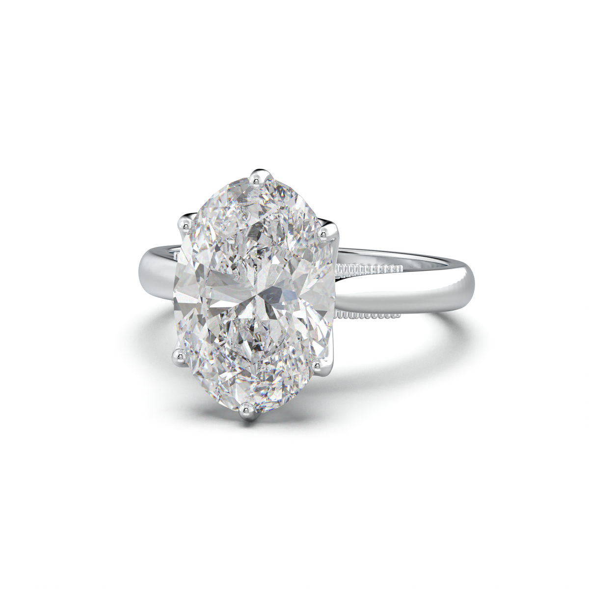 Oval Tulip Setting Hidden bridge Halo Engagement Ring