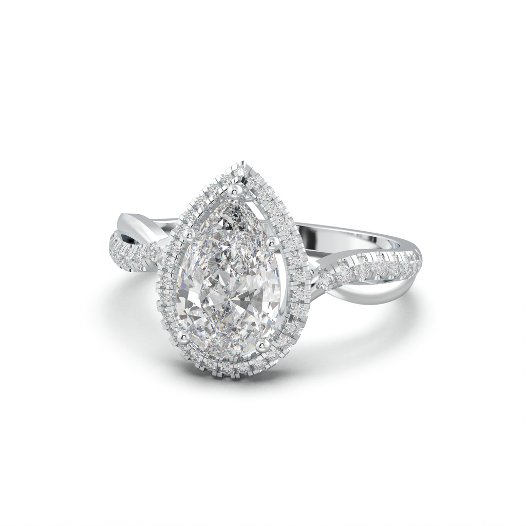 Pear Halo Twisted Pavé Engagement Ring