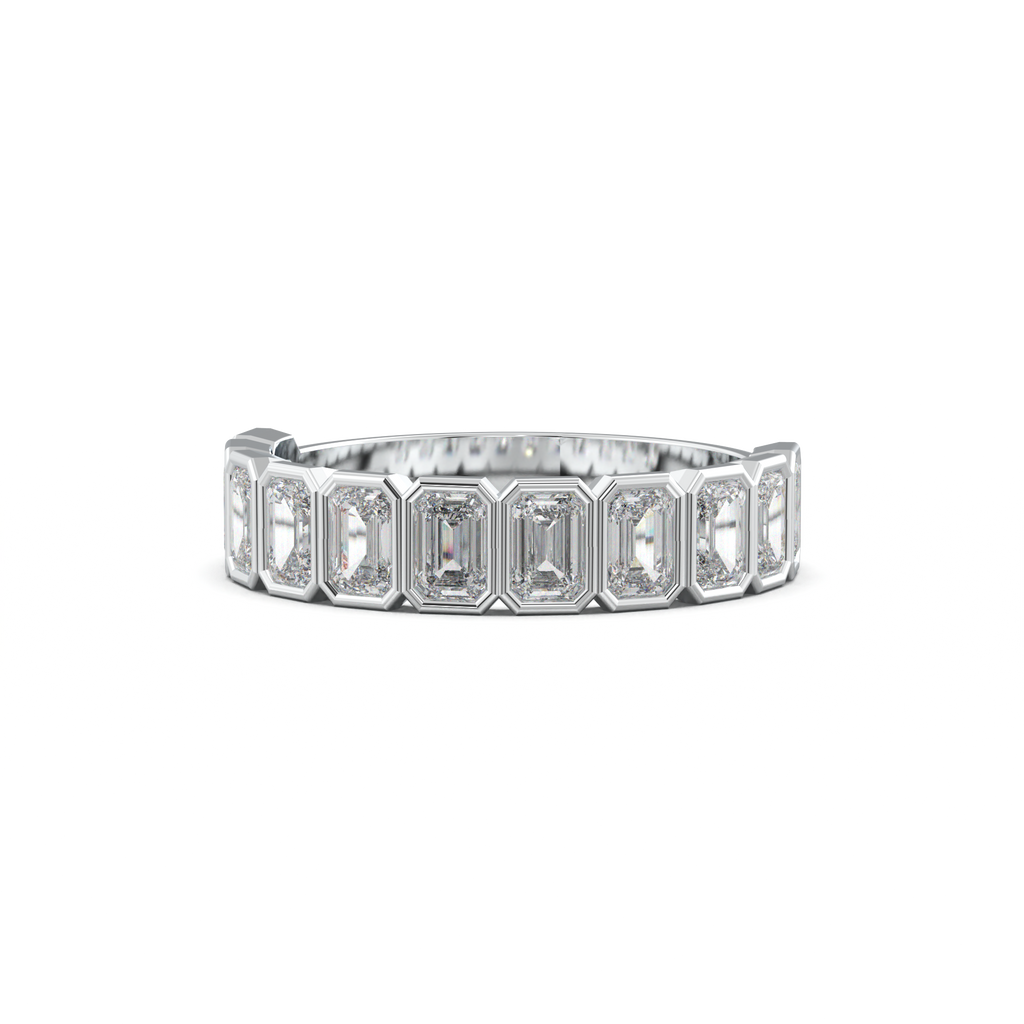 Emerald Bezel Half-Eternity Wedding Band