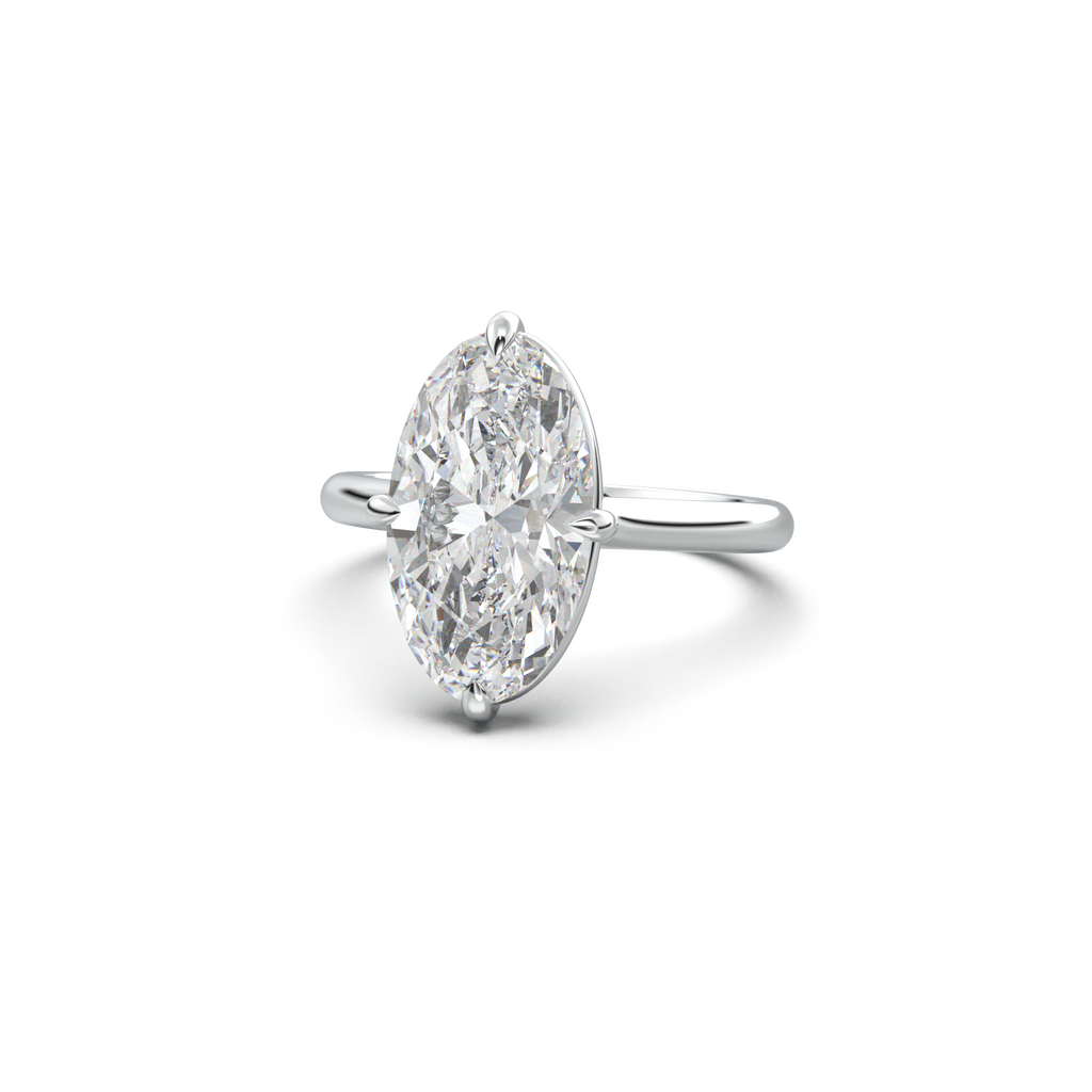 Elongated Moval Solitaire Engagement Ring