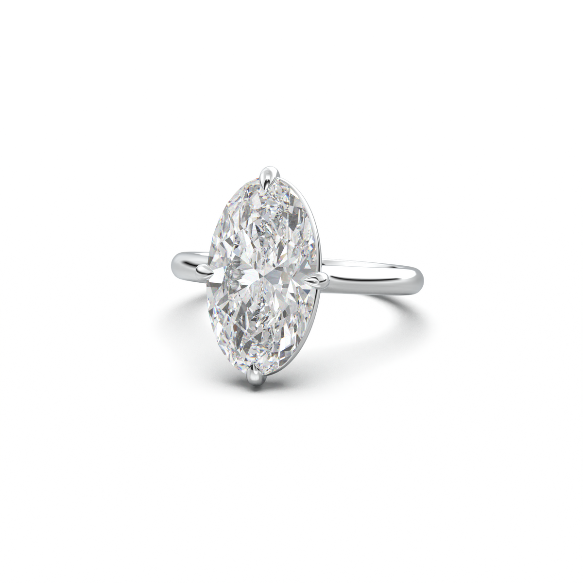 Elongated Moval Solitaire Engagement Ring