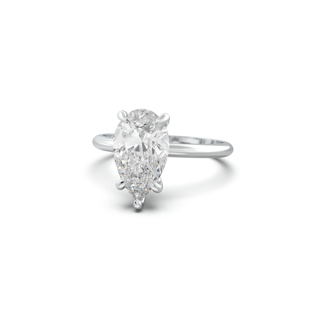 Pear Hidden Halo Engagement Ring