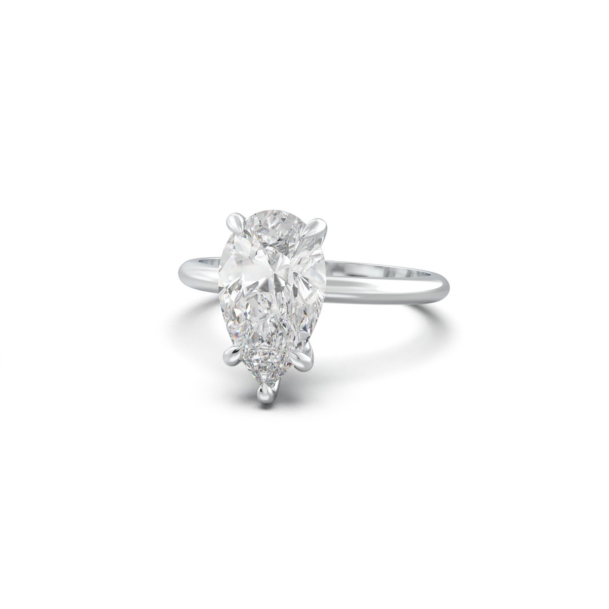 Pear Hidden Halo Engagement Ring
