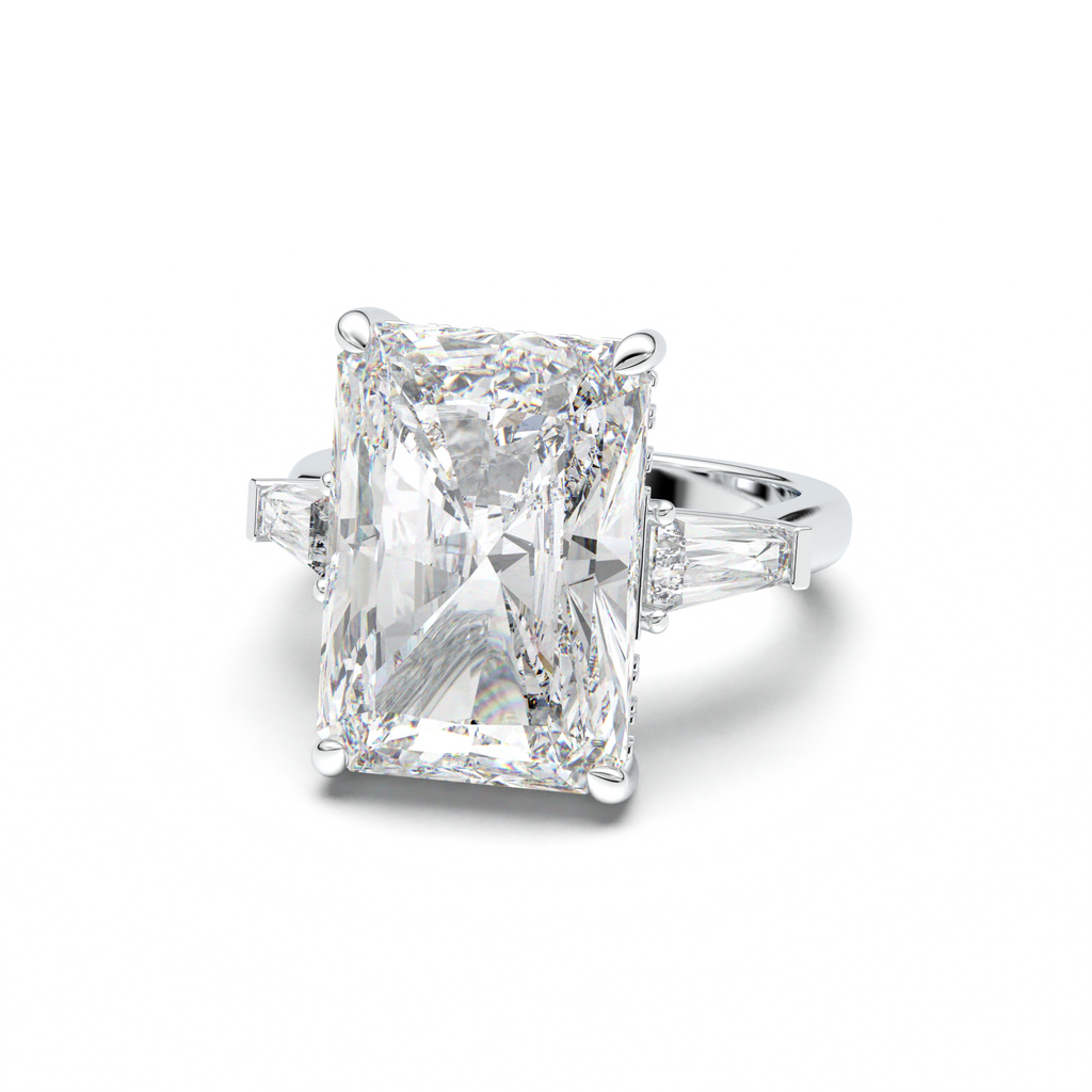 Radiant Baguette Hidden Halo Engagement Ring