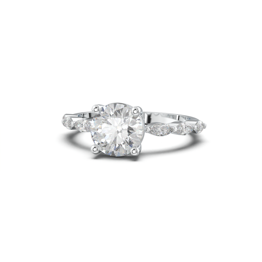 Round Marquise Side-Stone Engagement Ring