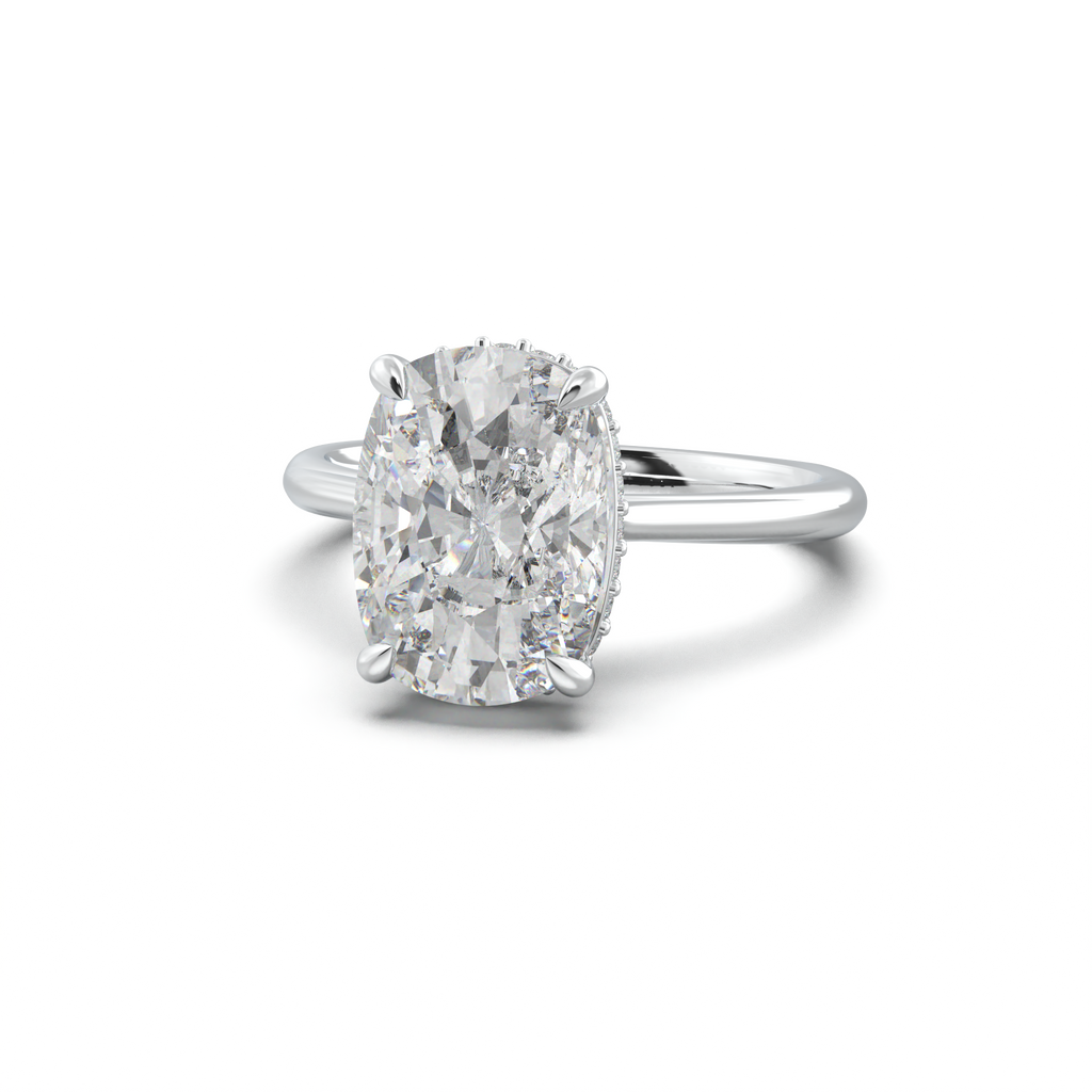Cushion Hidden Halo Engagement Ring