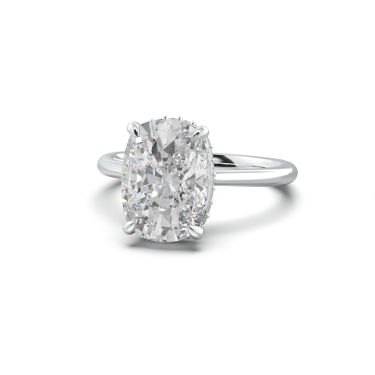 Cushion Hidden Halo Engagement Ring