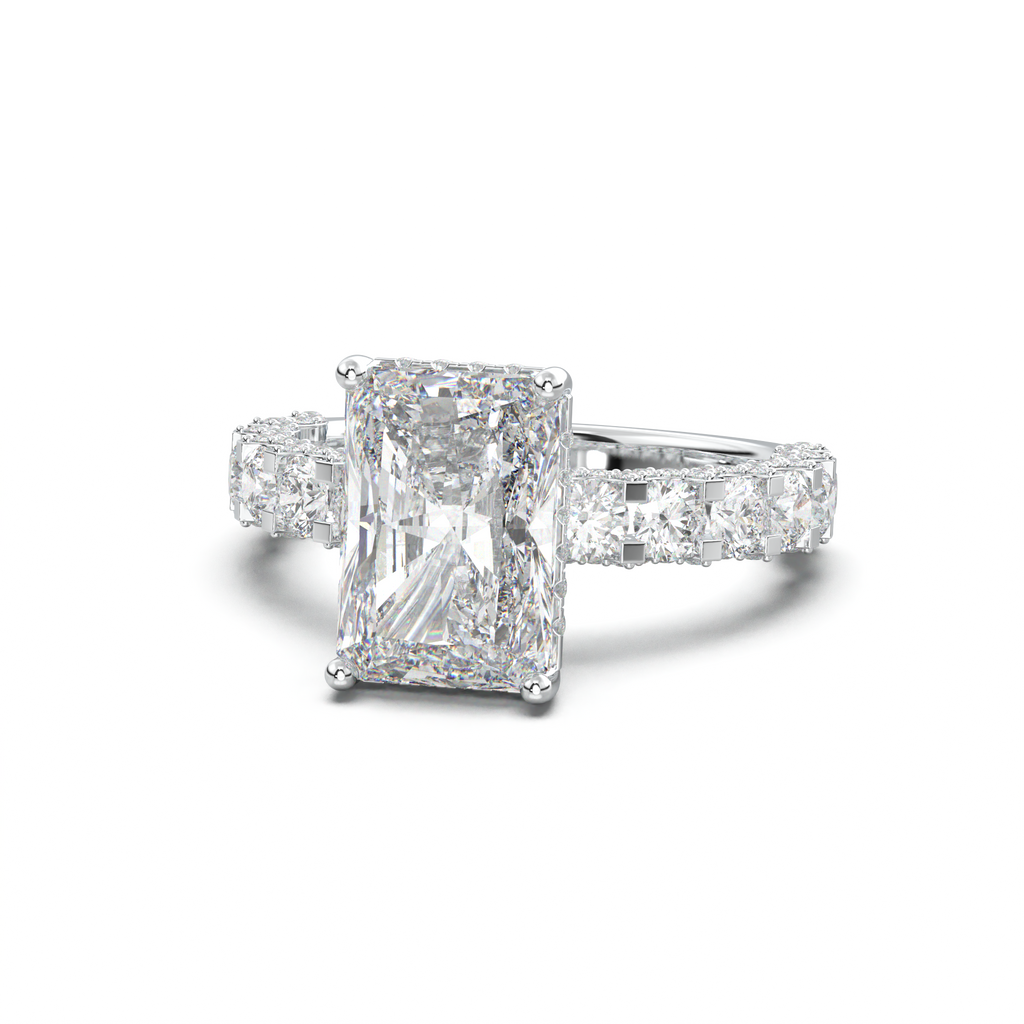 Radiant Diamond Band Engagement Ring