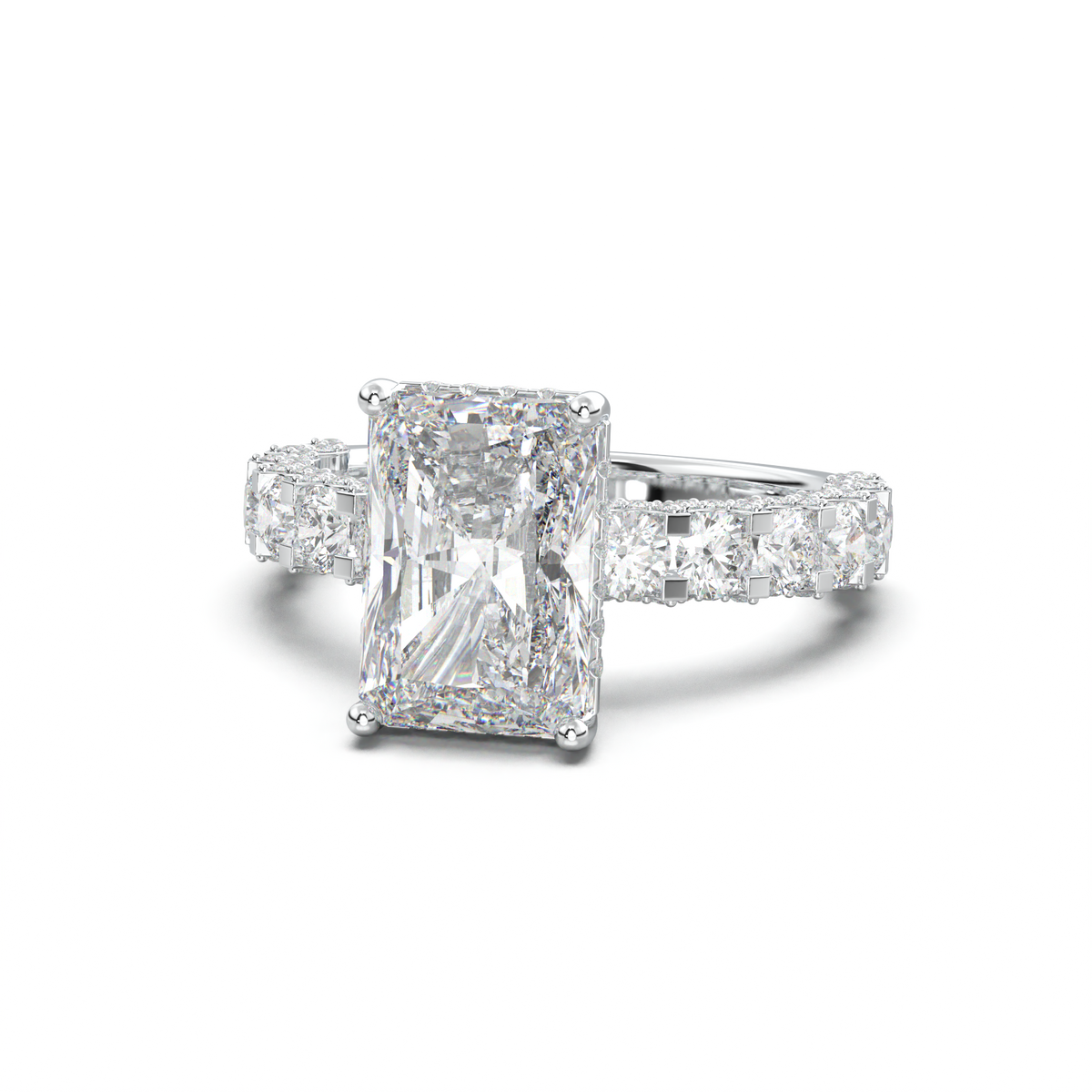 Radiant Diamond Band Engagement Ring