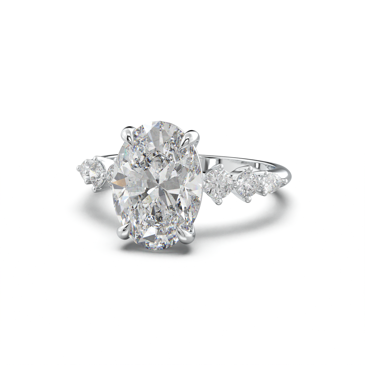 Oval Pear-Accent Engagement Ring