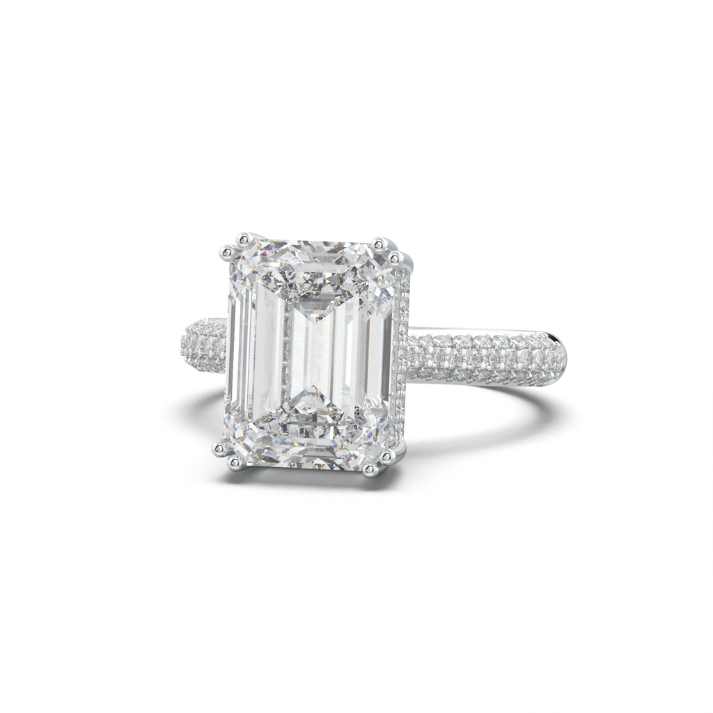Emerald Double Pavé Engagement Ring