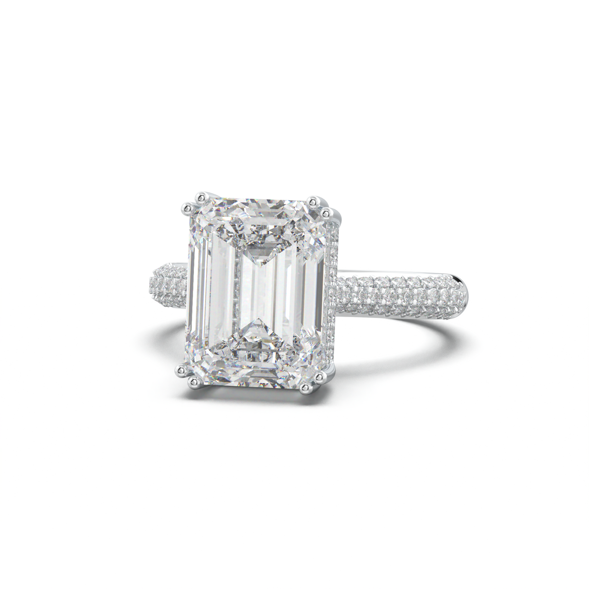 Emerald Double Pavé Engagement Ring