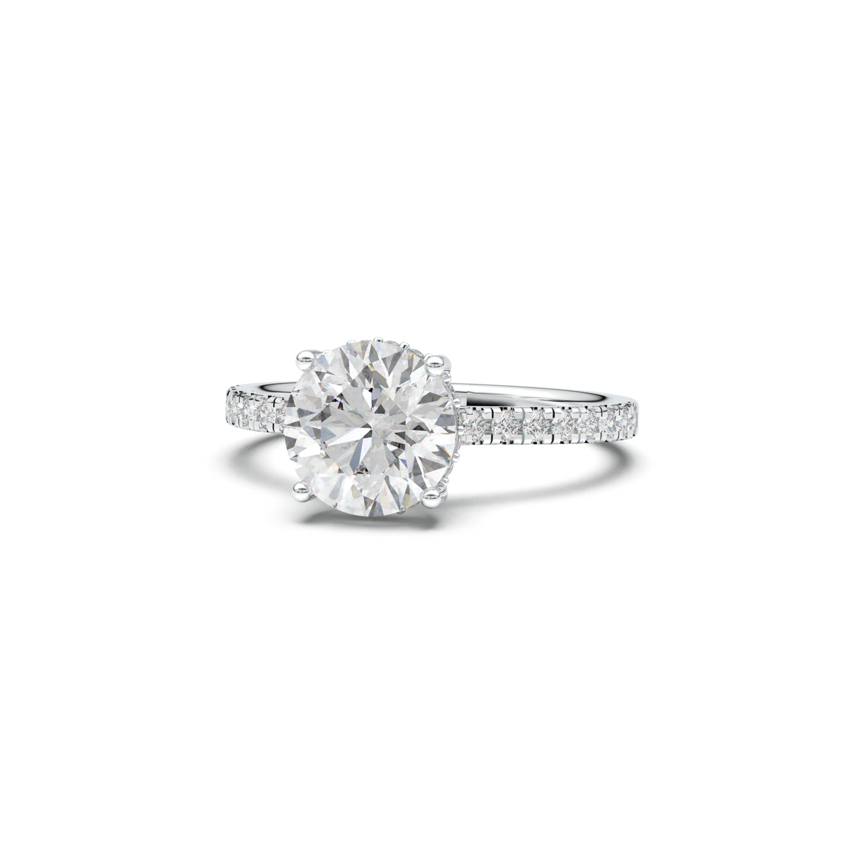 Round Pavé Engagement Ring