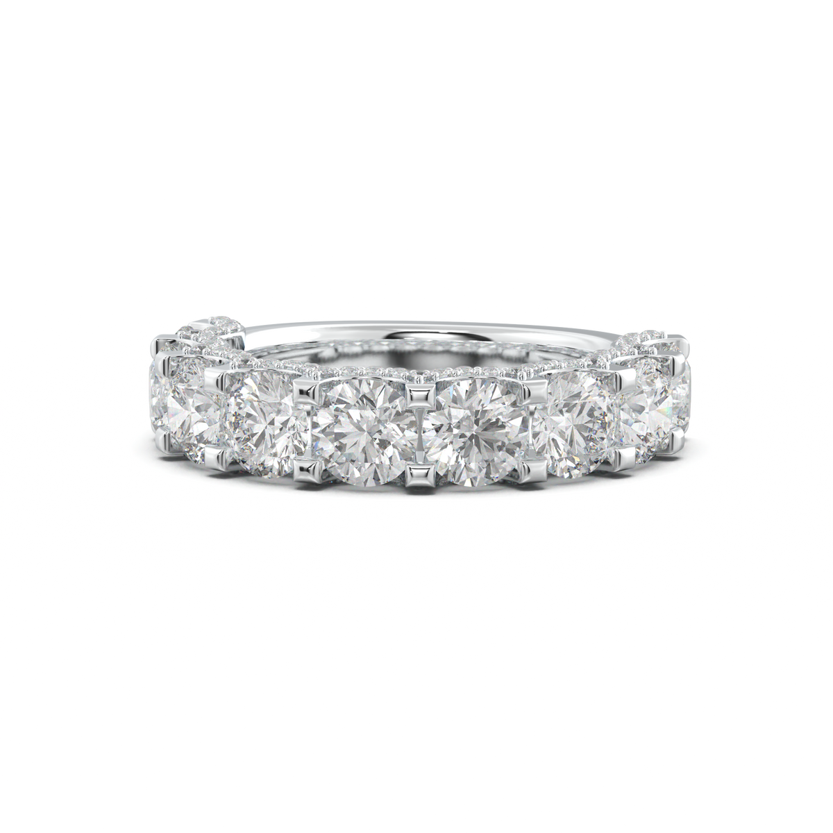 Round Diamond Pavé-Edge Wedding Band