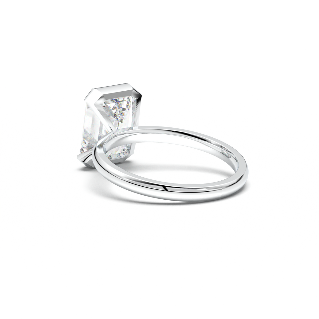 Emerald Cut Half-Bezel Engagement Ring