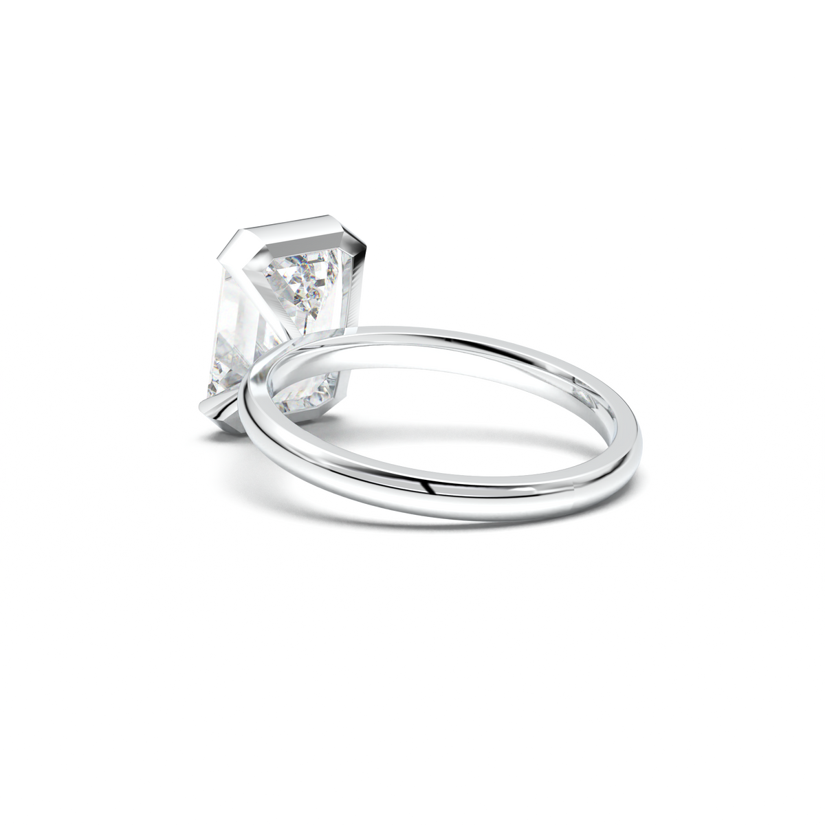 Emerald Cut Half-Bezel Engagement Ring