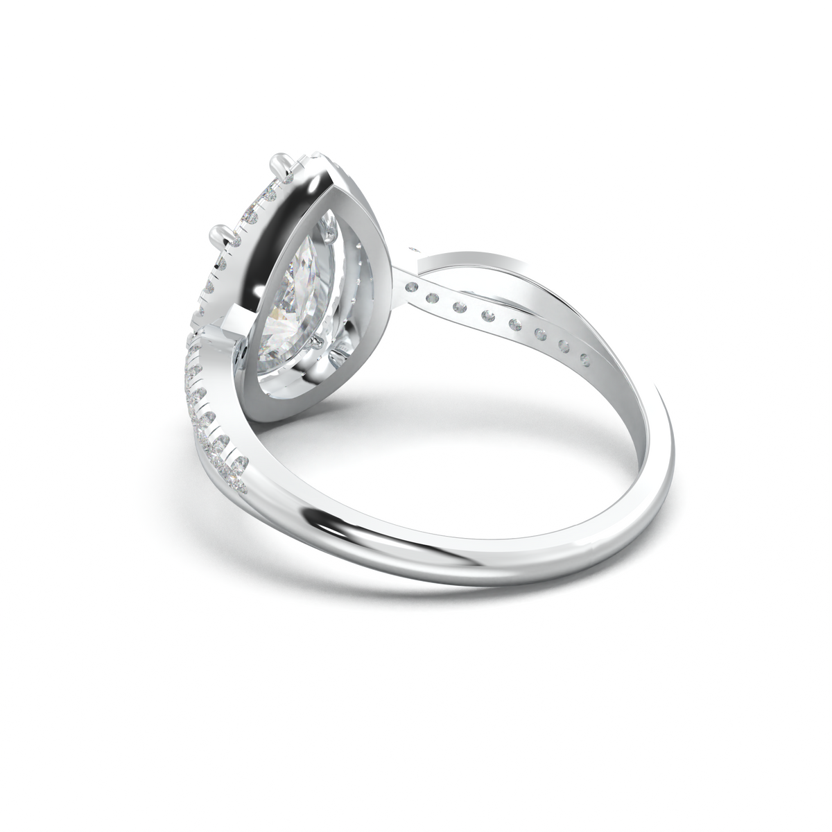 Pear Halo Twisted Pavé Engagement Ring