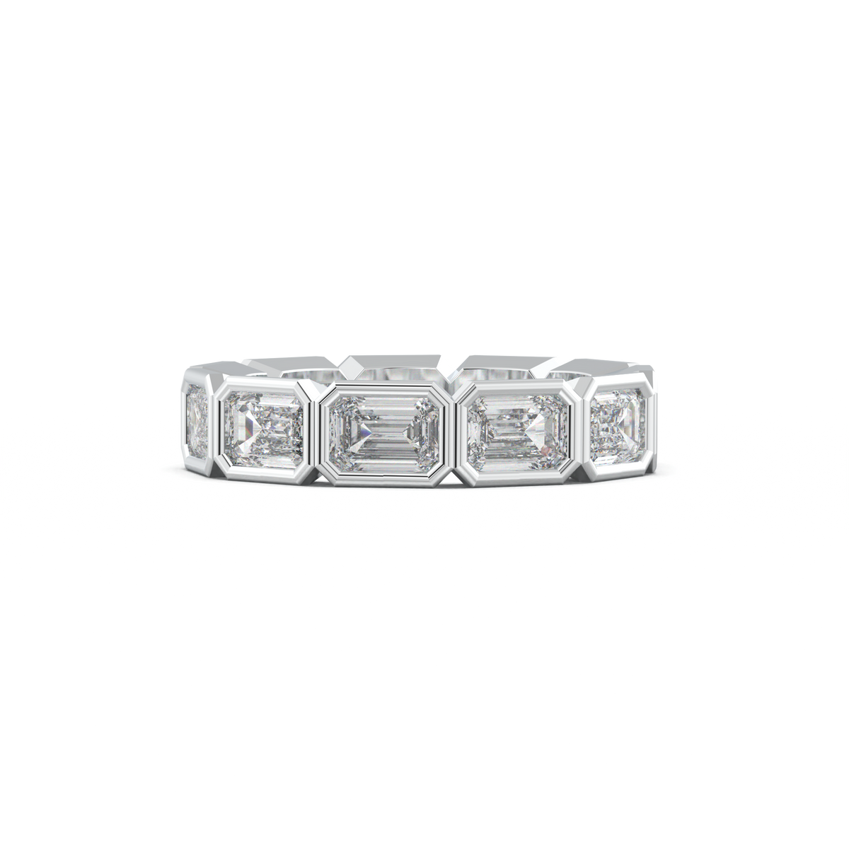 Emerald-Cut Bezel-Style Eternity Wedding Band
