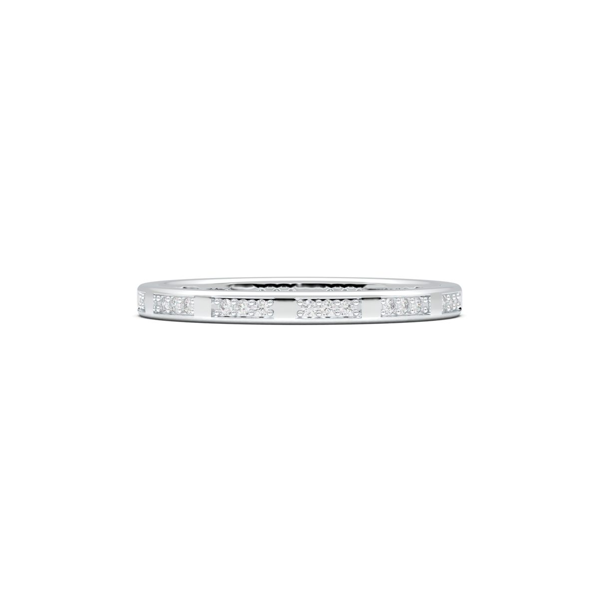 Geometric Round Diamond Wedding Band