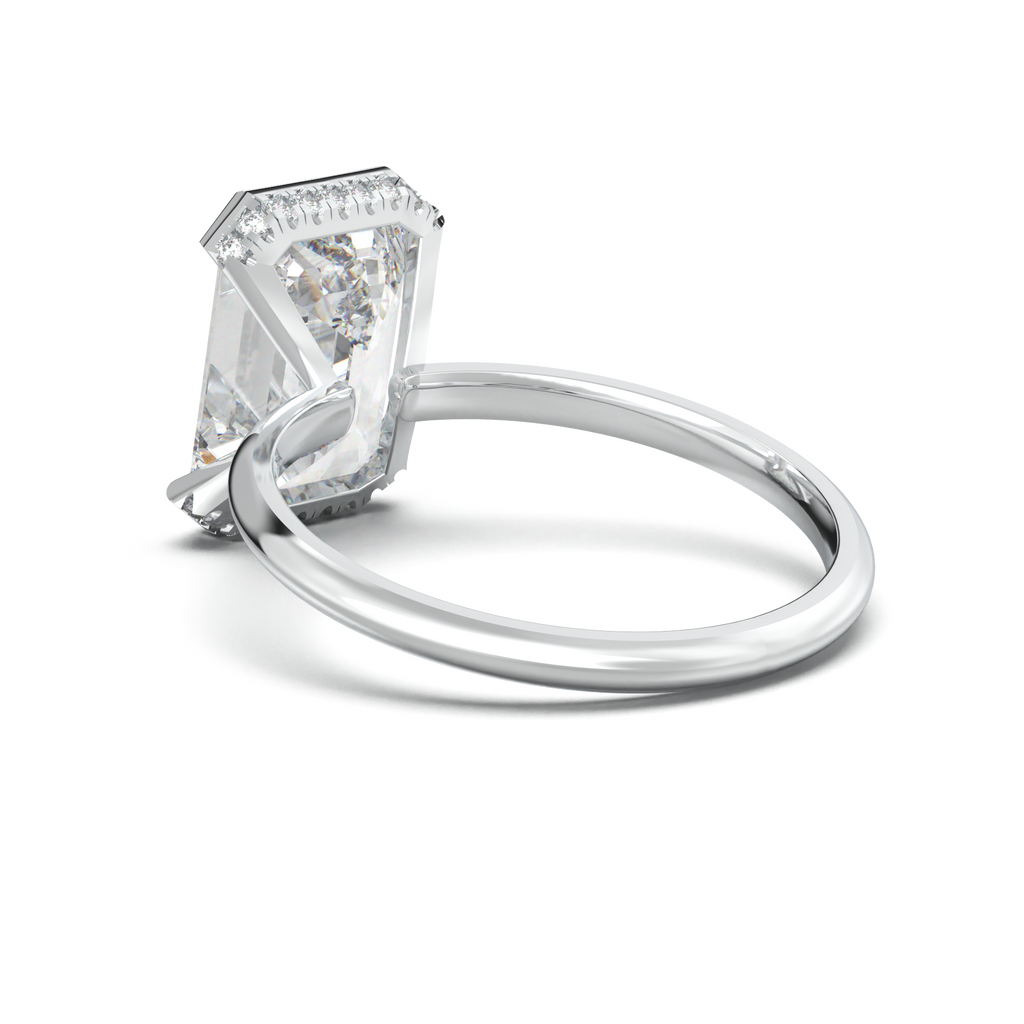 Emerald Hidden Halo Engagement Ring