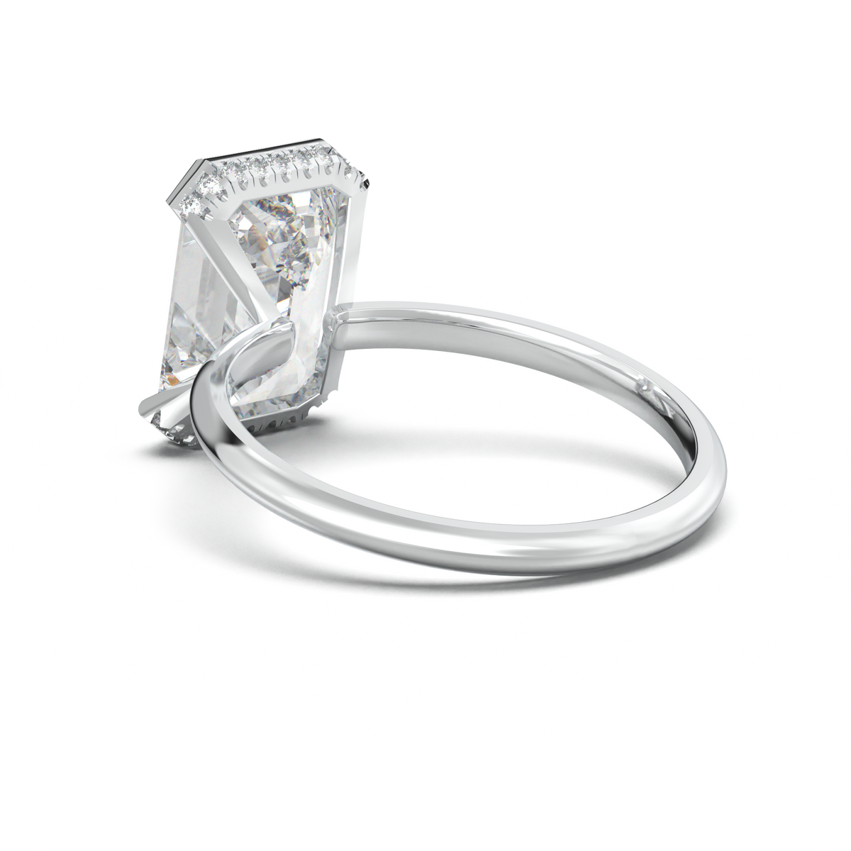 Emerald Hidden Halo Engagement Ring