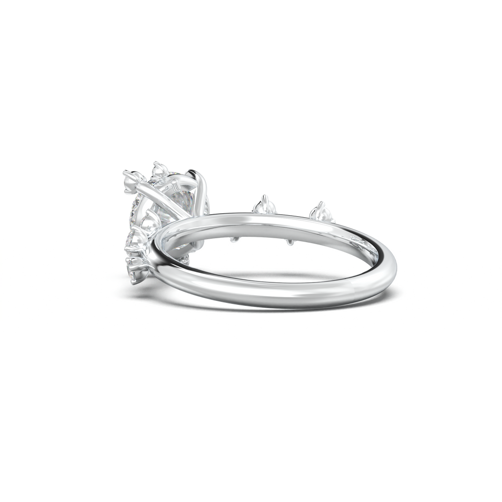 Round Botanical Accent Engagement Ring
