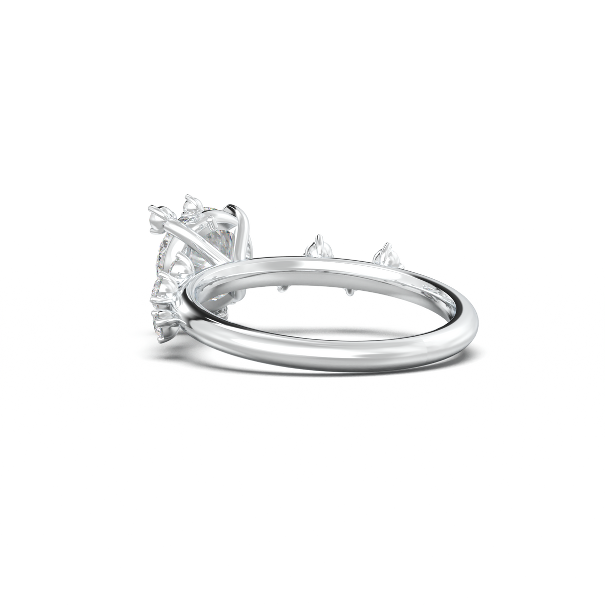 Round Botanical Accent Engagement Ring