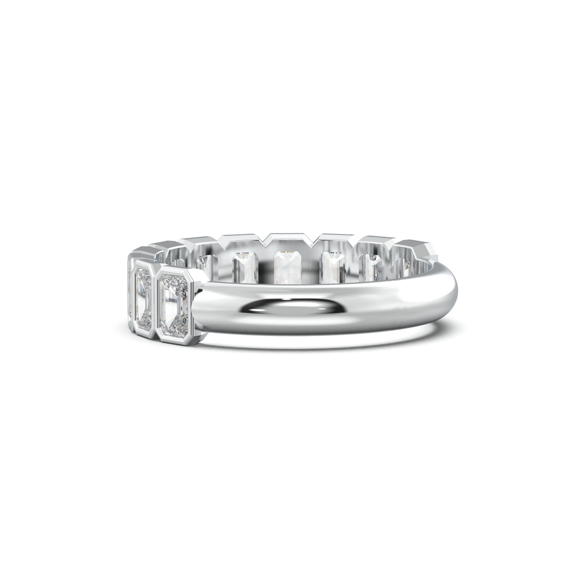Emerald Bezel Half-Eternity Wedding Band
