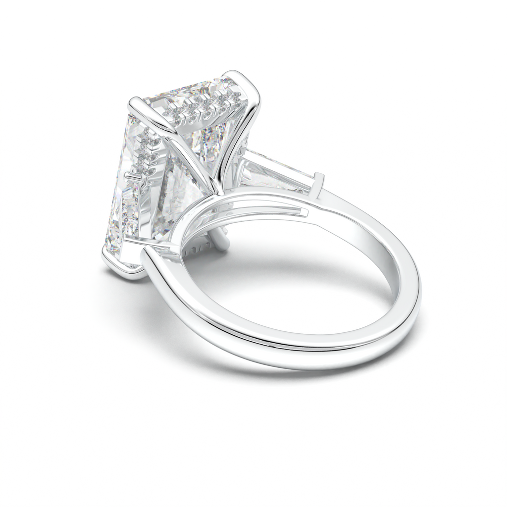 Radiant Baguette Hidden Halo Engagement Ring