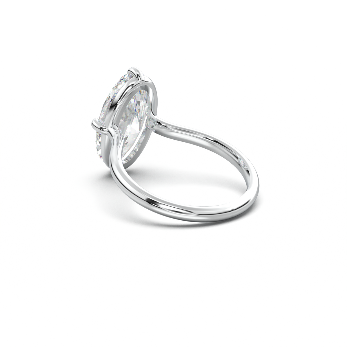 Elongated Moval Solitaire Engagement Ring