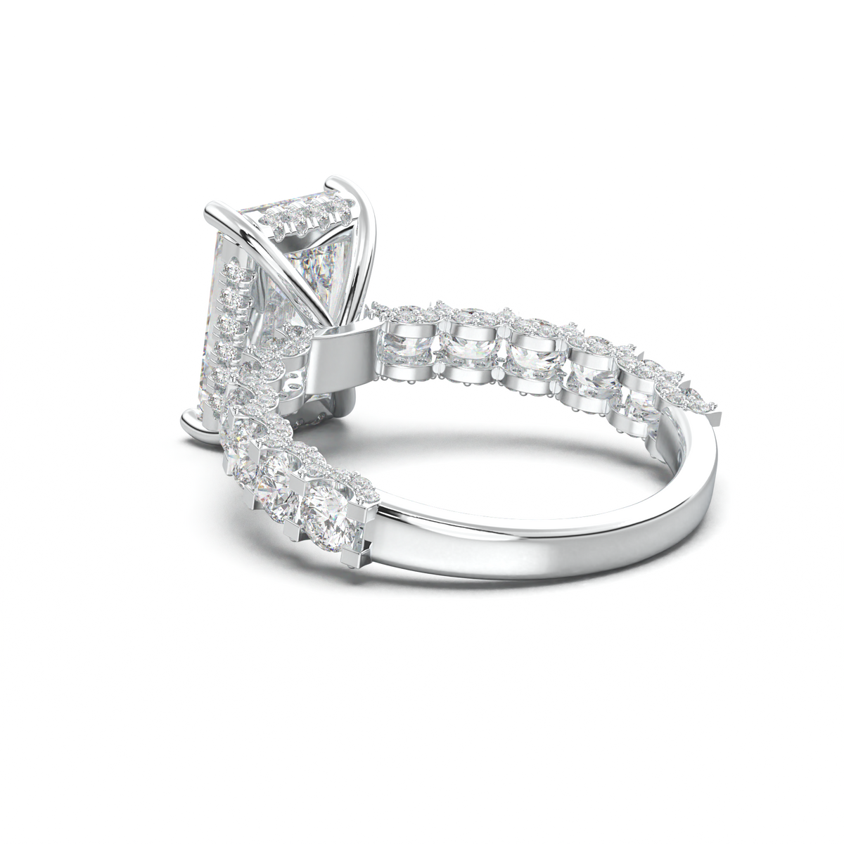 Radiant Diamond Band Engagement Ring