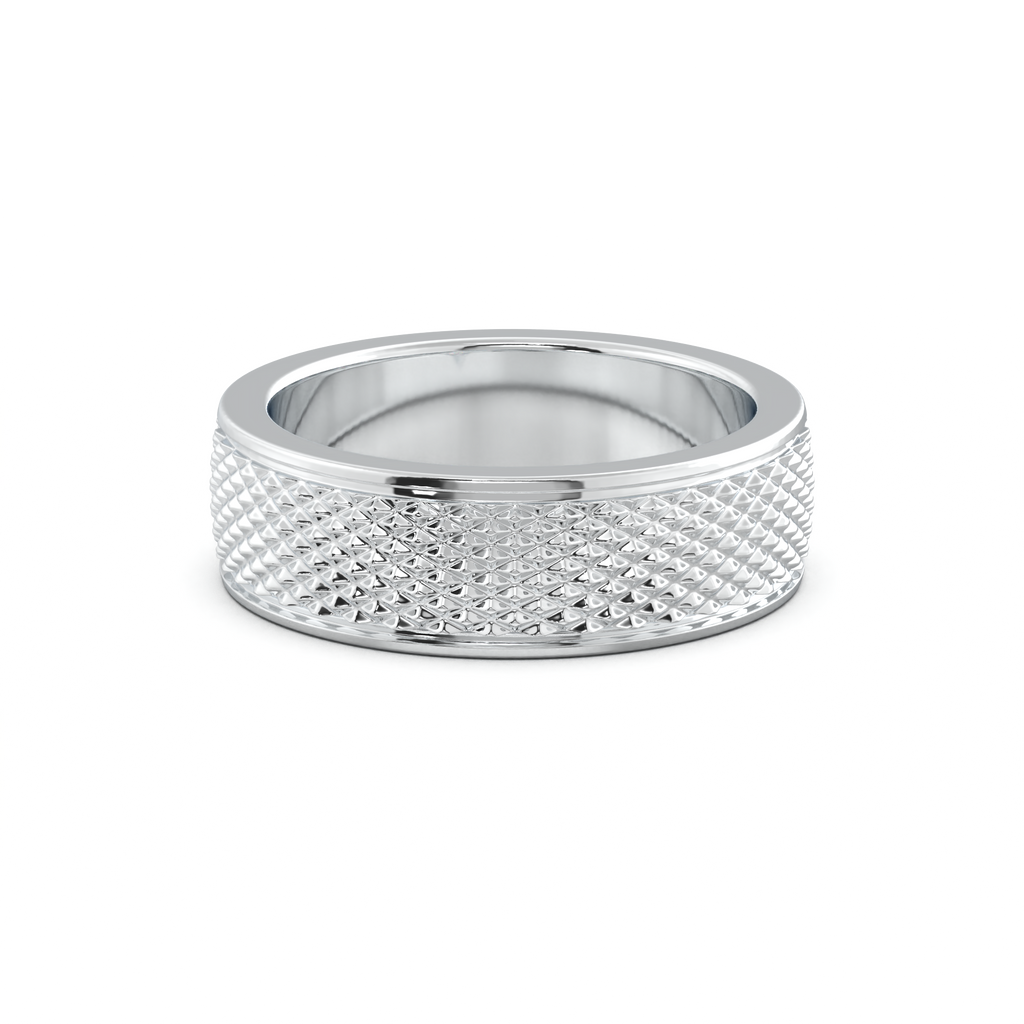 Diamond-Cut Textured Men's Wedding Band