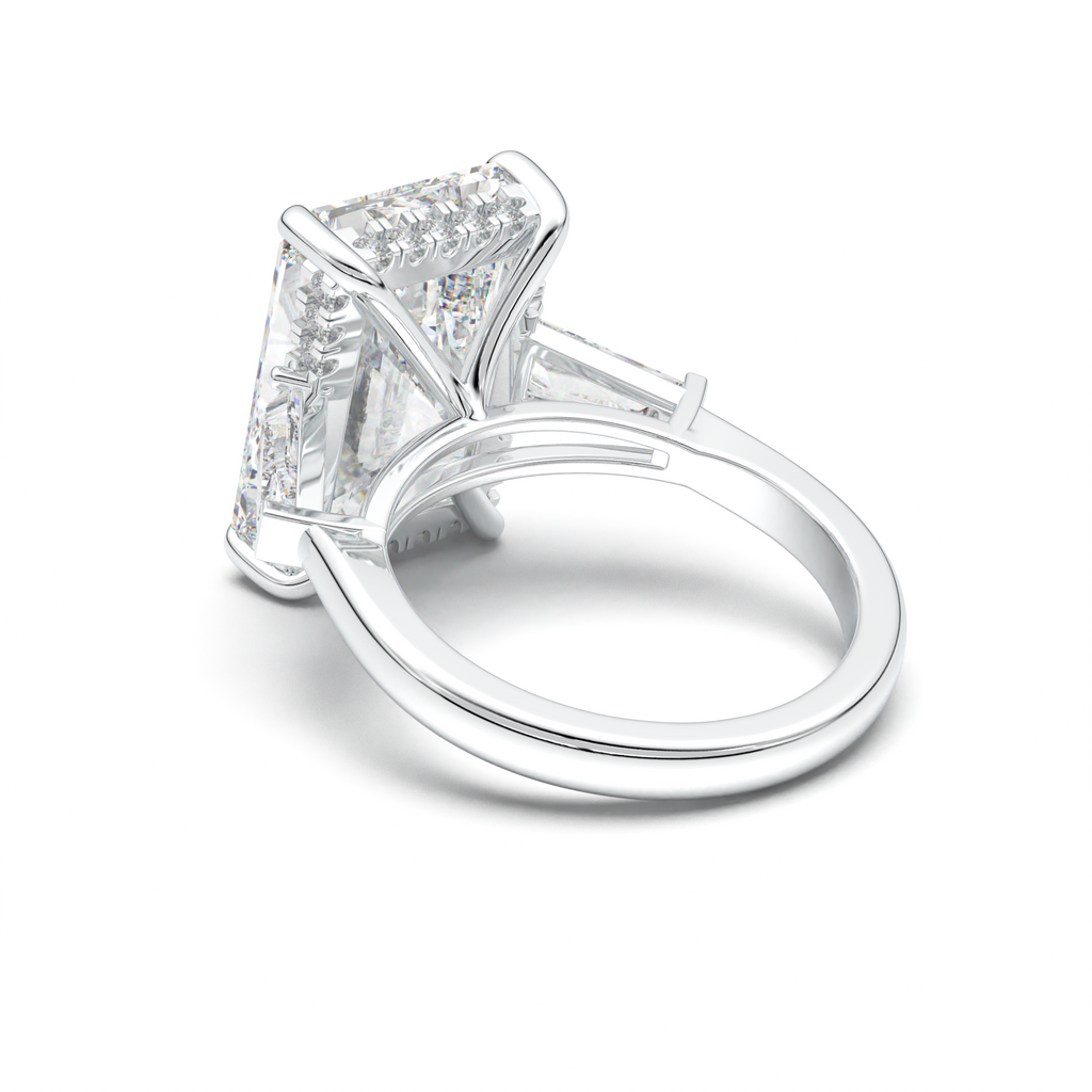 Radiant Baguette Hidden Halo Engagement Ring
