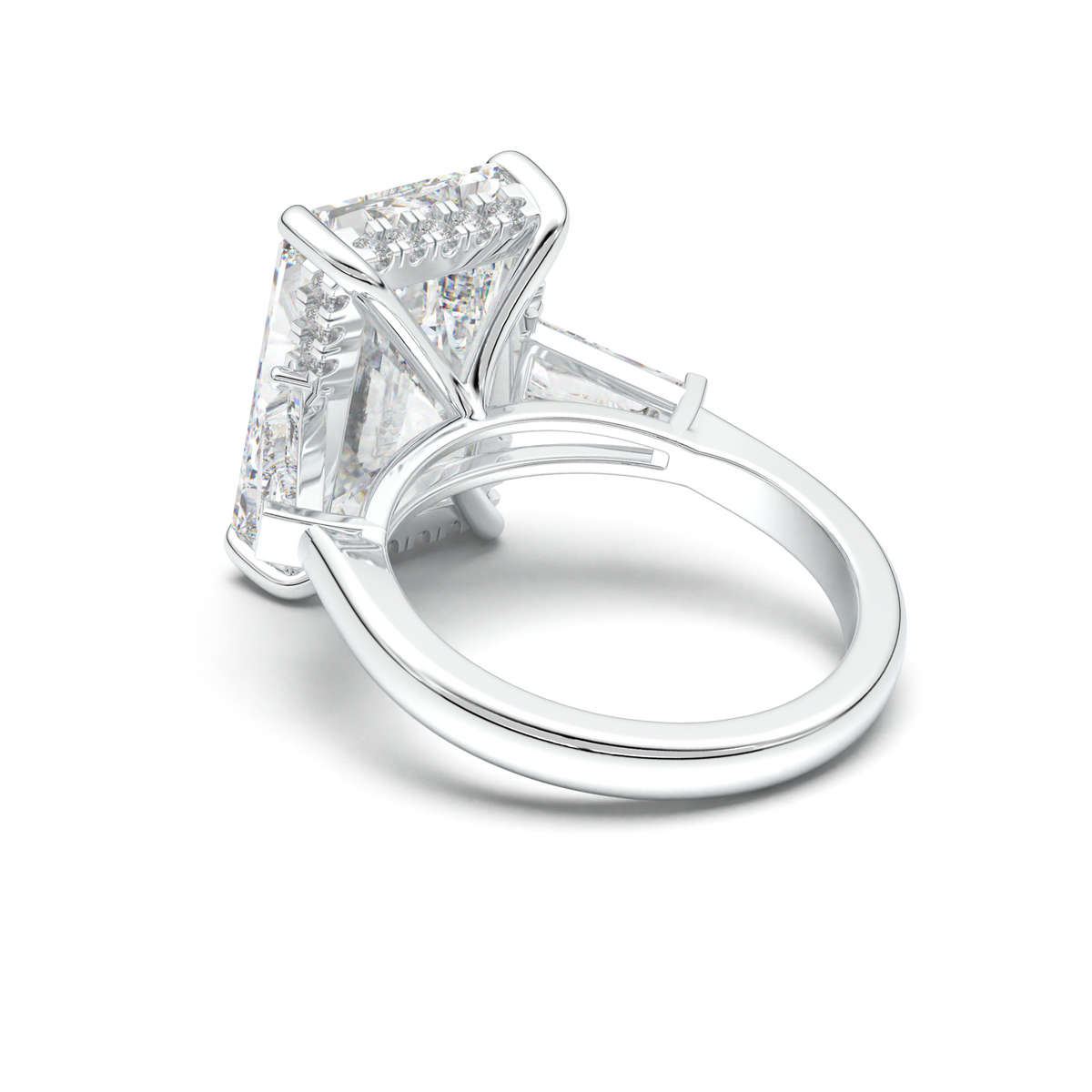 Radiant Baguette Hidden Halo Engagement Ring