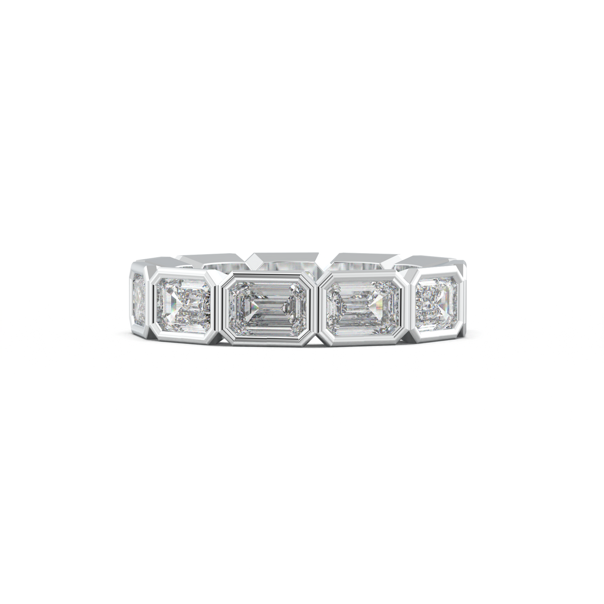 Emerald-Cut Bezel-Style Eternity Wedding Band