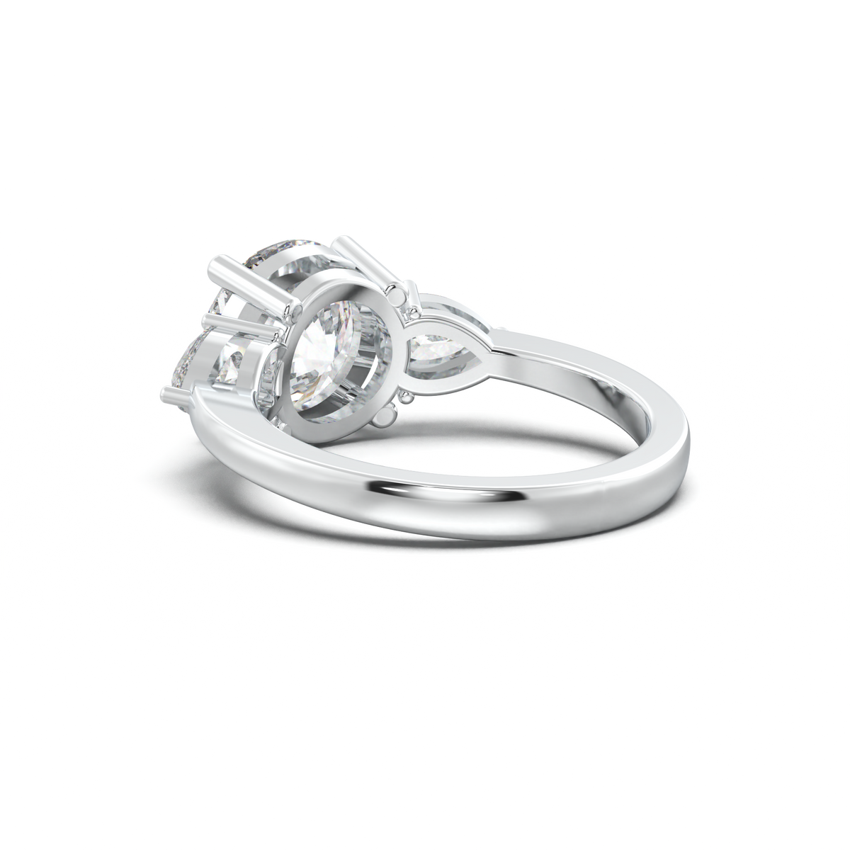 Round Pear Three-Stone Engagement Ring