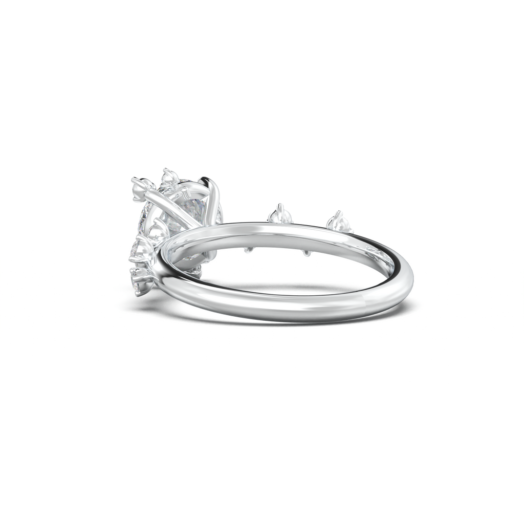 Round Botanical Accent Engagement Ring