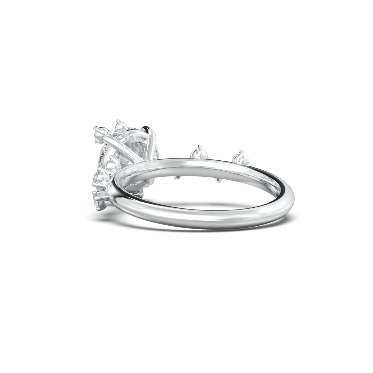 Round Botanical Accent Engagement Ring
