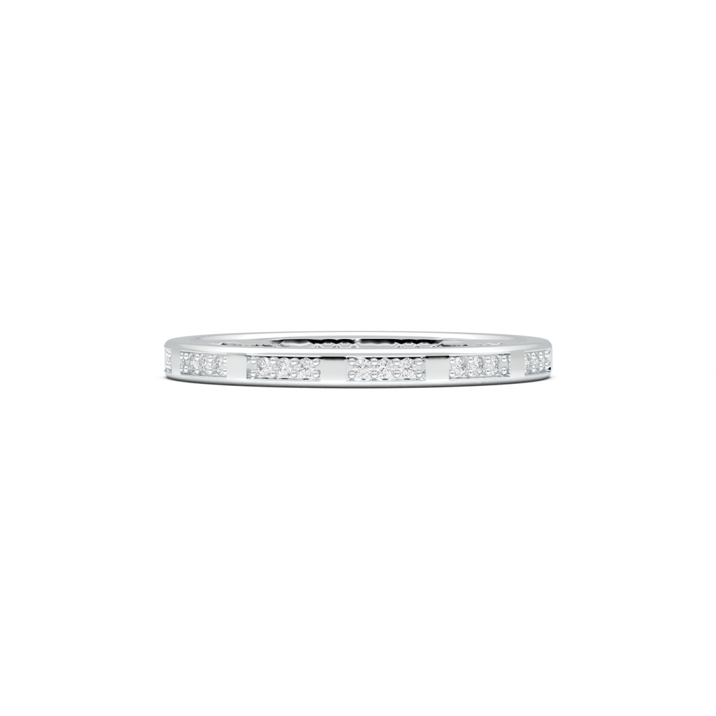 Geometric Round Diamond Wedding Band