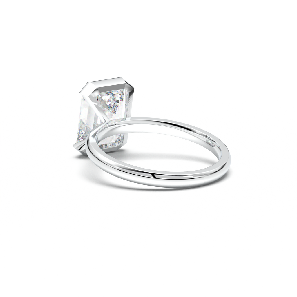 Emerald Cut Half-Bezel Engagement Ring