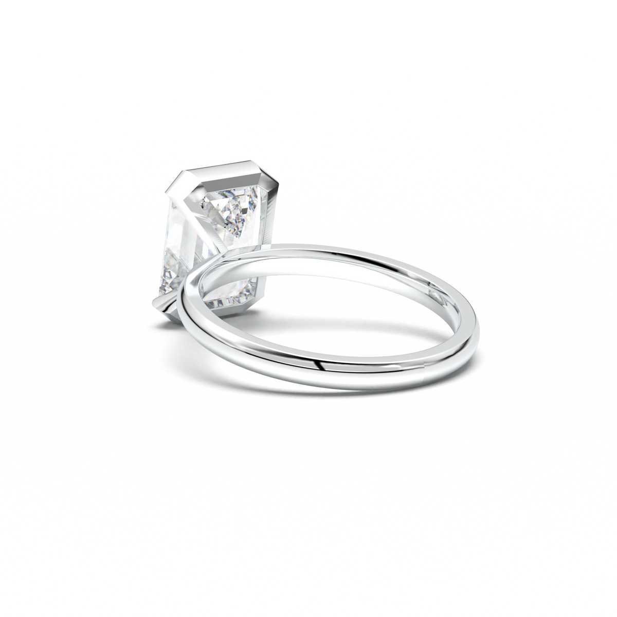 Emerald Cut Half-Bezel Engagement Ring