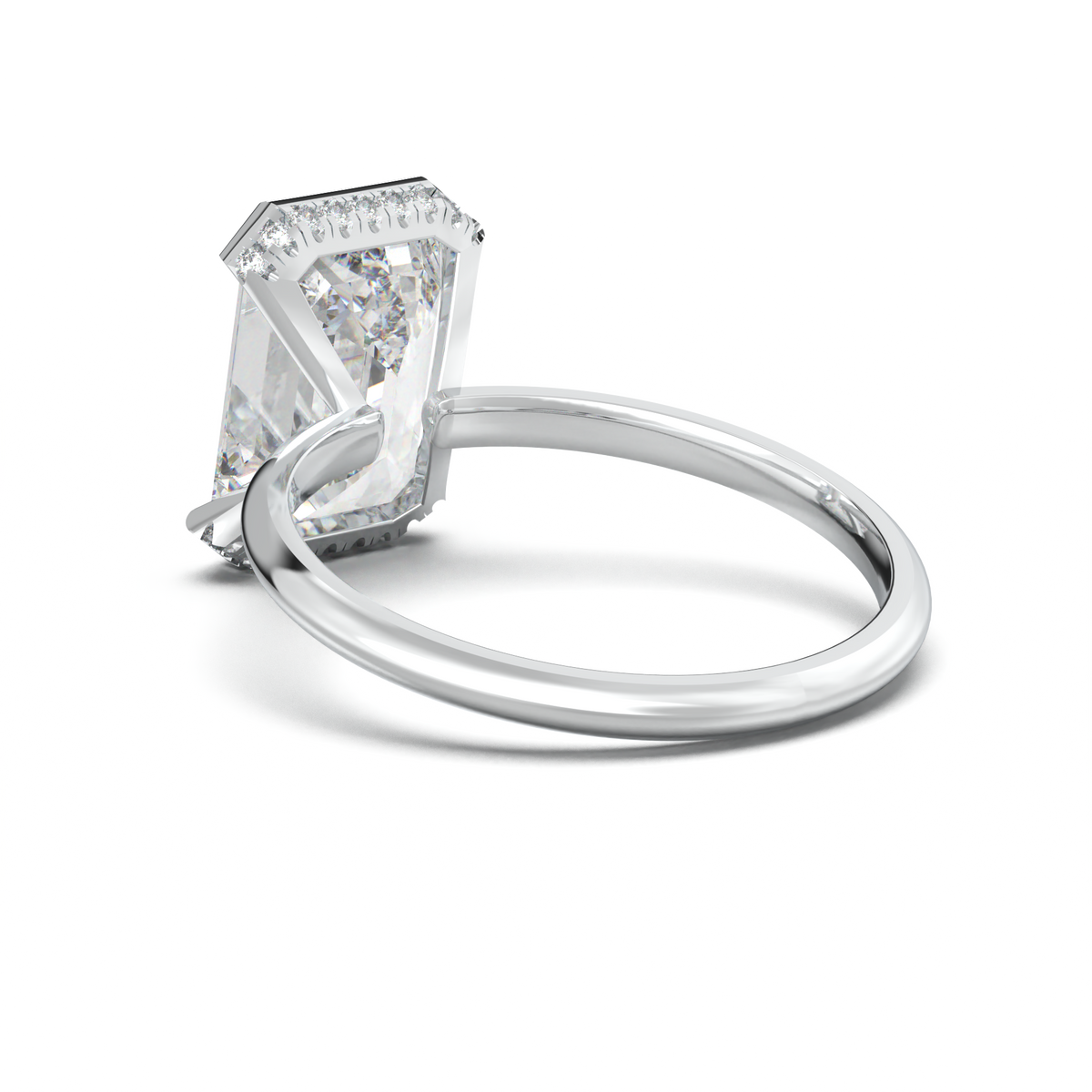 Emerald Hidden Halo Engagement Ring