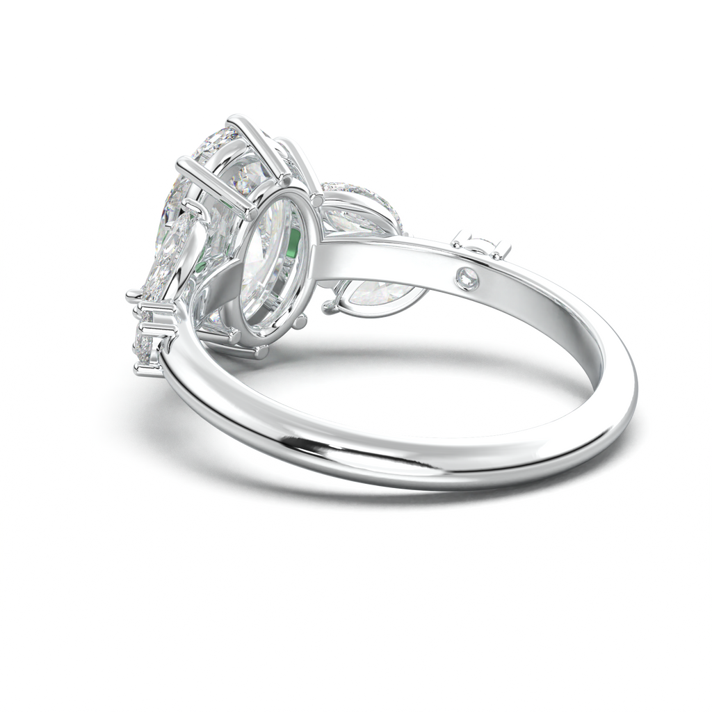 Oval Marquise-Accent Engagement Ring