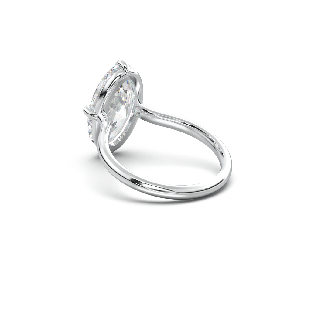 Elongated Moval Solitaire Engagement Ring