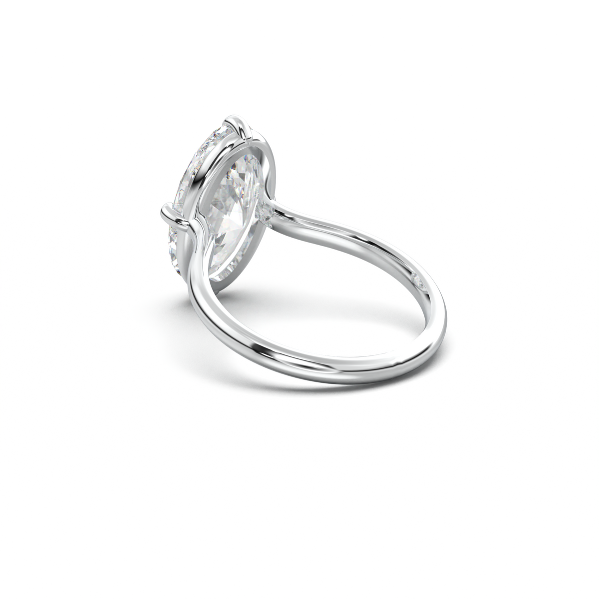 Elongated Moval Solitaire Engagement Ring