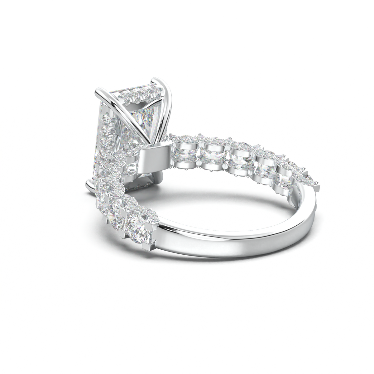 Radiant Diamond Band Engagement Ring