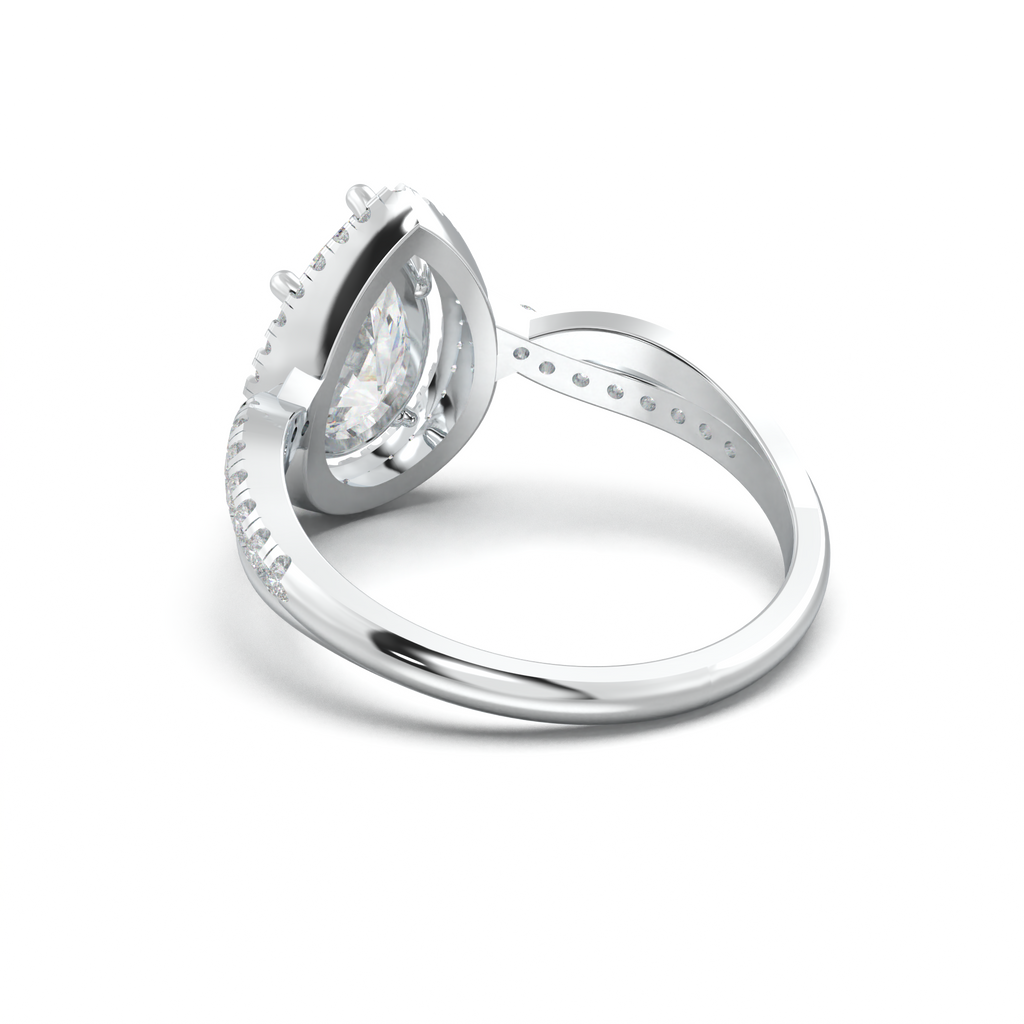 Pear Halo Twisted Pavé Engagement Ring