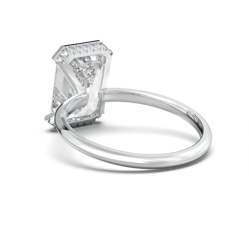 Emerald Hidden Halo Engagement Ring