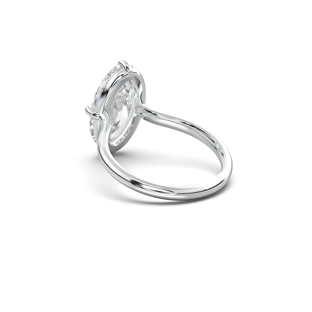 Elongated Moval Solitaire Engagement Ring