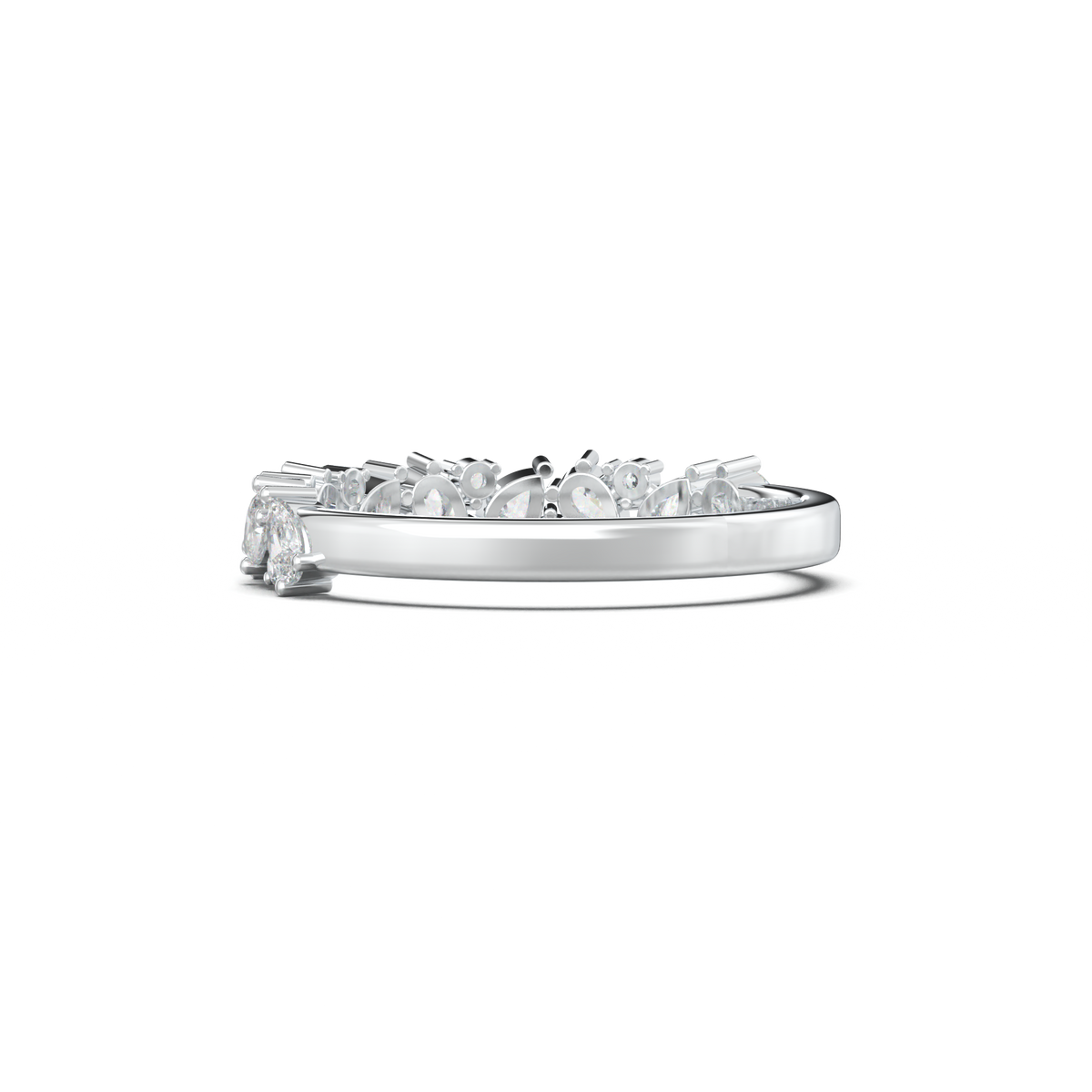 Alternating Pear & Round Half-Eternity Wedding Band